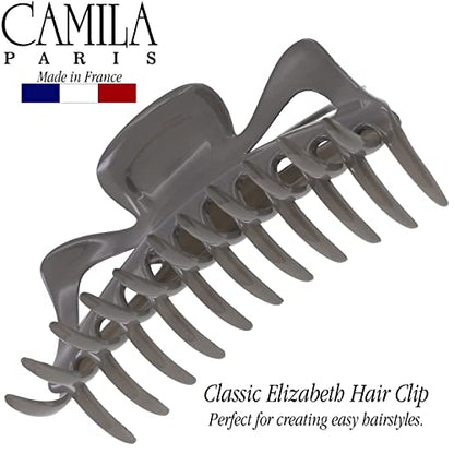 Camila Paris CP3502 French Large Hair Clips for Women Thick Long Curly Wavy Hair, Girls Claw Clip, Durable Styling Big Clip Strong Hold No Slip Grip, Made in France, Gray 6/'' - color: Gray 6"