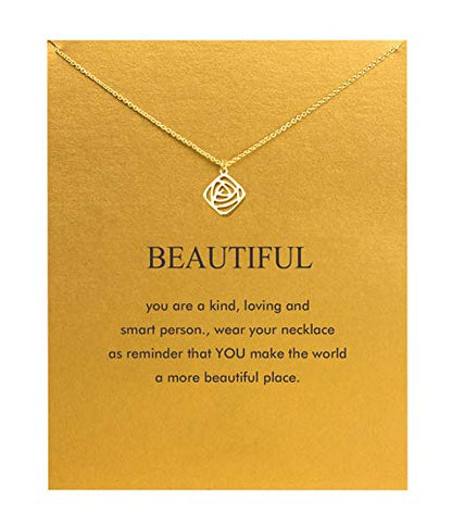 Baydurcan Friendship Anchor Compass Necklace Good Luck Elephant Pendant Chain Necklace with Message Card Gift Card - style: Rose