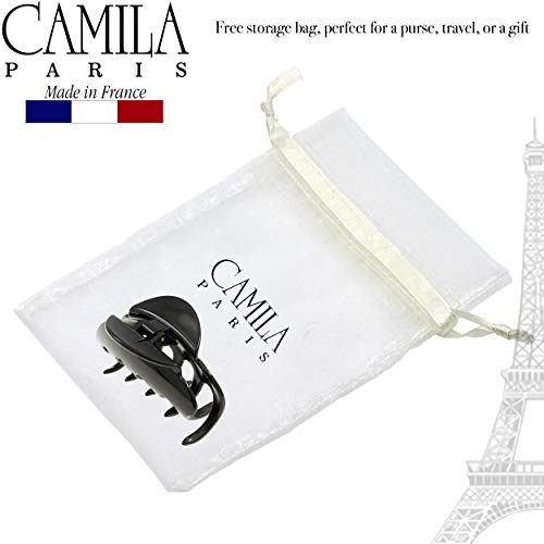 Camila Paris CP2385 French Hair Clips for Women, 3.5" Large Claw Clip Strong Hold All Day, Girl Large Claw Clips for Thick Hair, No Damage No Slip Flat Clip for Women. Made in France - color: Black