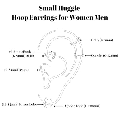 316L Surgical Steel Huggie Hoop Earrings | Dainty Pave Cubic Zirconia Cartilage Tiny Earring for Sensitive Ears Hypoallergenic Lightweight for Women Men - style: 5 colors,20G*10mm