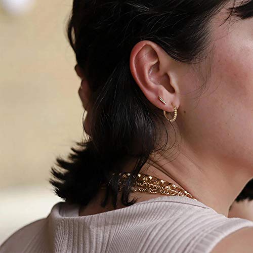LOYATA Gold Huggie Hoop Earrings 14K Gold Plated Dainty Small Simple Hypoallergenic Jewelry Gift for Women - style: Beaded Half-1