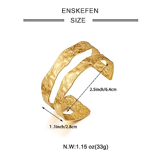 Gold Cuff Bracelet for Women Chunky Multi-layer Cross Wire Open Bracelet Hollow Wide Cuff Bracelets Adjustable Gold Open Cuff Bangle Bracelet - color: Gold Double-layer Bracelet