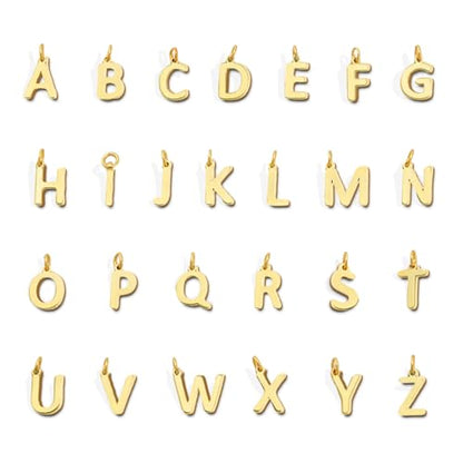 26Pcs 18K Gold Filled A-Z Alphabet Letters Charms for Jewelry Making, Initial A-Z Alphabet Charm Pendant Beads, Slide Glitter Pendants for Women DIY Bracelet Necklace Earrings Choker Making - color: Style A
