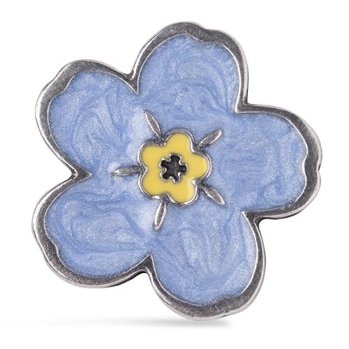 Forget-Me-Not Flower Lapel Pin, Light Blue Wardrobe Accessory, Handcast & Painted in the USA - Pewter Pin for Jackets, Hats, Tops, Measures 7/8"