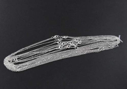 ALEXCRAFT Wholesale 12 PCS Silver Plated Solid Brass Flat Cable Chains | Bulk for Jewelry Making (18 Inch(1.5MM)) - color: Silver, size: 18 inch-0.059 inch