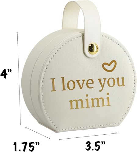 COLLECTIVE HOME - Travel Jewelry Case, Elegant Half-Moon Design with Heartfelt Message, Detachable Handle, Personalized Mother's Day Gift, Cherishing Special Moments (I love you mimi) - color: I love you mimi