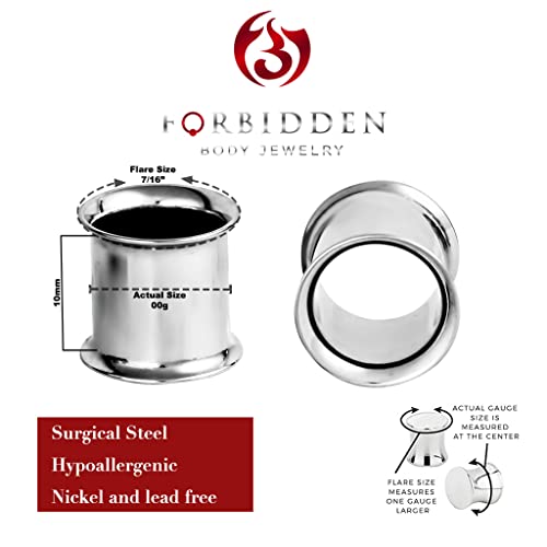 Forbidden Body Jewelry Ear Gauges, Ear Tunnels, Tunnels For Ears, Surgical Steel Mirror Finish Double Flared Tunnel Plug Earrings - style: 2pcs: 10mm (00GA)