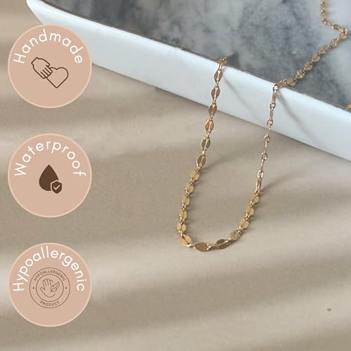 Annika Bella Choker Necklace, Gold Chain for Women, Length 13-16 Inches, Minimalist Necklaces for Women, Lace/Link/Tubes/Dotted Chain Chokers. - style: Lace Chain
