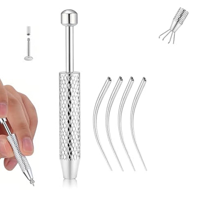 Piercing Tapered Ball Grabbing Tool for Jewelry Replacement - 14G 16G 18G 20G Stainless Steel Flat Back Earring Applicator Tool Threaded, Internal Threaded, External Threaded Body Piercing Insertion Needle Kit for Ear/Nose/Navel/Nipple/Lip/Eyebrow/Tongue