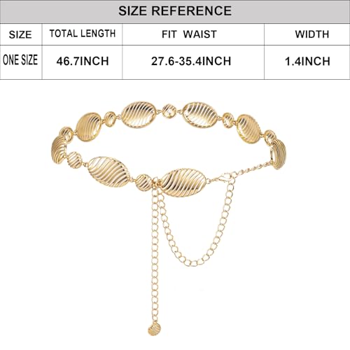 ILuvatar Western Metal Concho Belt for Women Cowgirl Waist Chain for Women Dress Pants Adjustable - color: Gold-s87