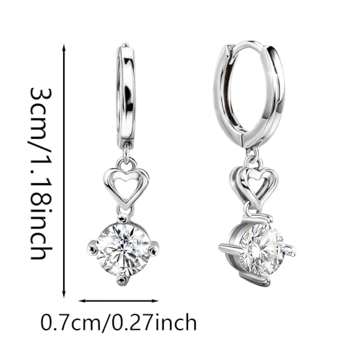 Heart Earrings for Women Girls-Sterling Silver Heart Dangle Hoop Earrings with Charm Love Huggie Hoop Earrings Hypoallergenic Delicate Jewelry Gifts for Women Girls Birthday - color: Hollow Heart Earrings