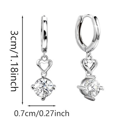 Heart Earrings for Women Girls-Sterling Silver Heart Dangle Hoop Earrings with Charm Love Huggie Hoop Earrings Hypoallergenic Delicate Jewelry Gifts for Women Girls Birthday - color: Hollow Heart Earrings