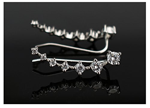 CZ Stud Earrings 925 Sterling Silver 18K Gold Plated Round Cubic Zirconia Hypoallergenic Set - color: White