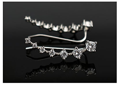 CZ Stud Earrings 925 Sterling Silver 18K Gold Plated Round Cubic Zirconia Hypoallergenic Set - color: White