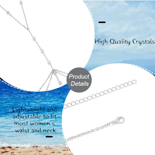 Urieo Rhinestone Bra Chain Crystal Body Chain Jewelry for Women - style: B-Silver