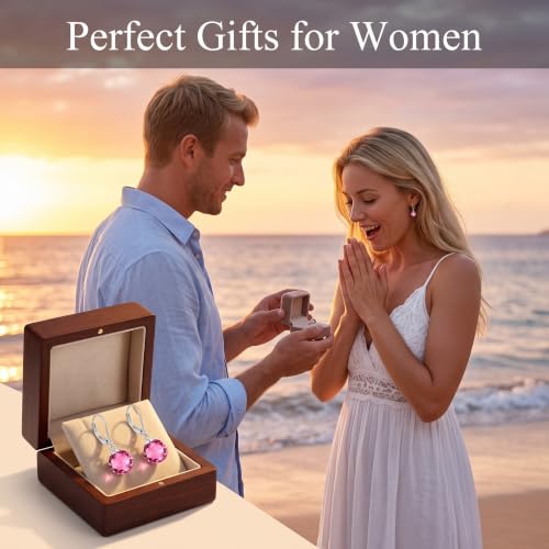 Pearl Leverback Earrings for Women Dangle Round Gemstone Earrings Birthstone Jewelry Gift Anniversary for Her - color: 10 October birthstone