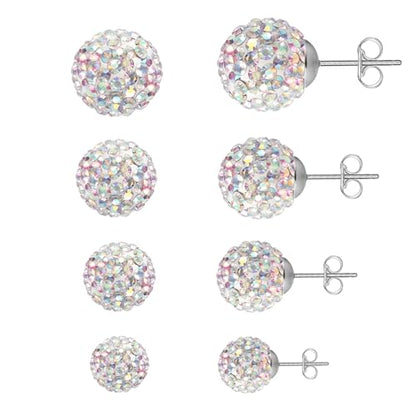 AOEDEJ Silver Ball Earrings Disco Ball Earrings for Women Crystal Earrings Studs Silver Crystal Earrings Cubic Zirconia Crystal Ball Earrings - color: Silver AB White