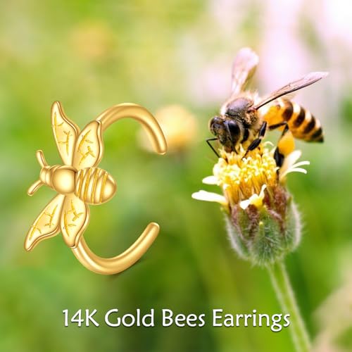 KECHO 14K Gold Ear Cuff Earrings Hypoallergenic Non Piercing Cartilage Earring Jewelry Gifts for Women - style: Bee