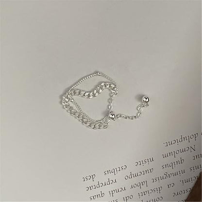 925 Sterling Silver Adjustable Link Chain Rings for Women Daughter | Dainty 14k Gold Plated Evil Eye/Cross/Flower Ring Sparkly Twist Rope with Bead Dangle Stackable Ring Jewelry Birthday Gifts - color: Style 3-Silver