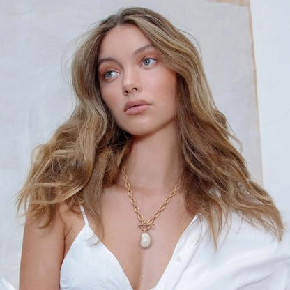 SOFYBJA Saint Benedict Necklace Drop 18K Gold Toggle Medallion Coin Cross Pendant Necklaces Religious Jewelry Catholic Gift for Women - color: Gold Chunky Baroque Pearl Pendant Necklace for Women