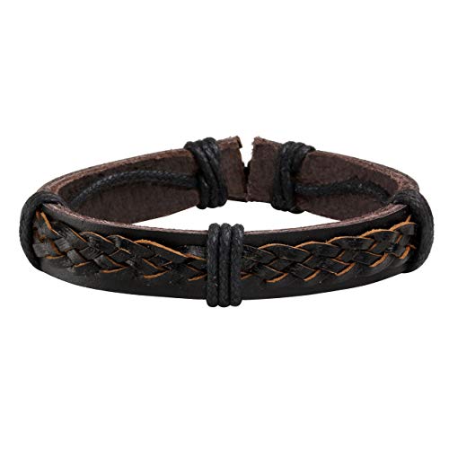 6-12PCS Braided Faux Leather Bracelet Punk Cuff Wrap Bracelets for Men Women Adjustable - color: D:6pcs