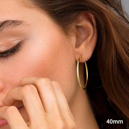 M MOOHAM Hoop Earrings for Women, Hypoallergenic 14K Gold Plated Earrings | Gold Plated Hoop Earrings Set for Sensitive Ears, Earring Stack for Women Trendy, Jewelry Gifts Lightweight 13-60mm - color: 2pcs-40mm-Gold-plated