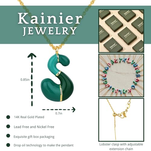 Kainier Bubble Letter Initial Necklace for Women, Colorful Balloon Alphabet Name Pendant Dainty Cute 14K Gold Plated Necklaces Jewelry Gifts… - color: Colourful, style: S
