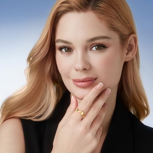 Cicy Bell Initial Rings for Women 18k Gold Plated Adjustable Rings | Open Signet Rings, Bold Letter, Personalized Engraved, For Party - color: Initial-S