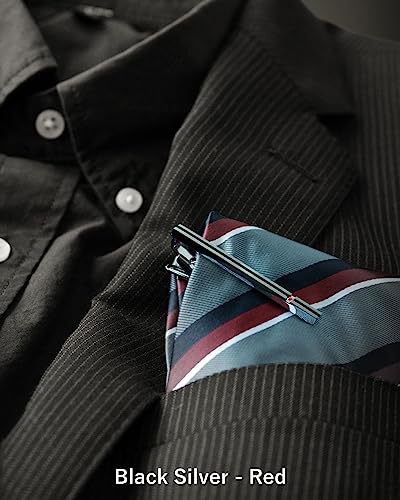 [TAVARAT] Tie Clip Tie Clips for Men Black Silver Tie Bar Tie Pin Tps-032 - style: black silver red