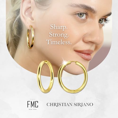 18K Gold Plated Sterling Silver Earrings for Women – Pure & Polished, Twist, Square, Hinged Tube, Abstract & Heart Shape Hoops – Lightweight, Hypoallergenic, Non-Tarnish Jewelry (Sizes: 3x35mm-46x30mm) - color: Gold, size: Hinged Tube (5x45mm)