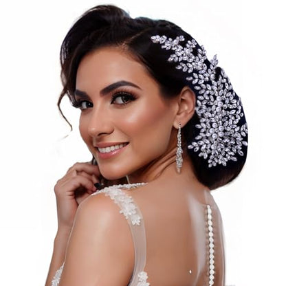Crystal Wedding Hair Comb Bridal Hair Accessories Pearl and Rhinestone Bridal Side Combs for Women and Girls （Silver） - color: Silver
