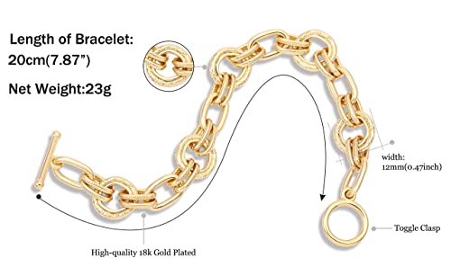 SOFYBJA 18k Gold Plated Personalized Chunky Cuban Oval Link Chain Bracelets for Men Toggle Rope Bracelet Jewelry for Women - style: circle bracelet