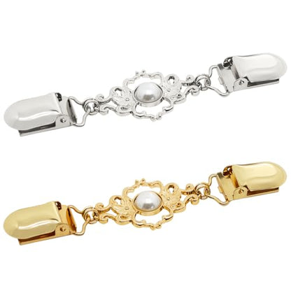 Frutain 2Pcs Cinch Clip Waist Cincher Clips for Women Dress Back Cinch & Shawl Cardigan Sweater Shirt Fasteners(GS) - style: GS-Pearl-Diamond Flower
