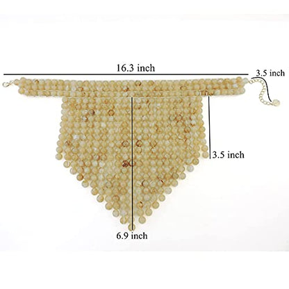 Coiris Boho African Wooden or Acrylic Beaded Bib Statement Necklace Strands Layered Cluster Chunky Collar Choker Wood Necklace for Women Fashion Costume Jewelry - color: Beige