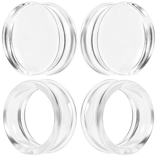 6G-30mm Acrylic Gauges for Ear Solid and Hollow Tunnel Plugs Stretcher lightweight Plugs Clear Double Flared Flesh Tunnels Earrings for Women Men - color: Clear:26mm = 1 1/32 inch