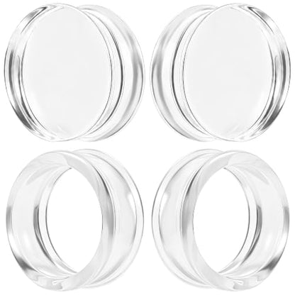 6G-30mm Acrylic Gauges for Ear Solid and Hollow Tunnel Plugs Stretcher lightweight Plugs Clear Double Flared Flesh Tunnels Earrings for Women Men - color: Clear:28mm = 1 1/8 inch = 1.1 inch