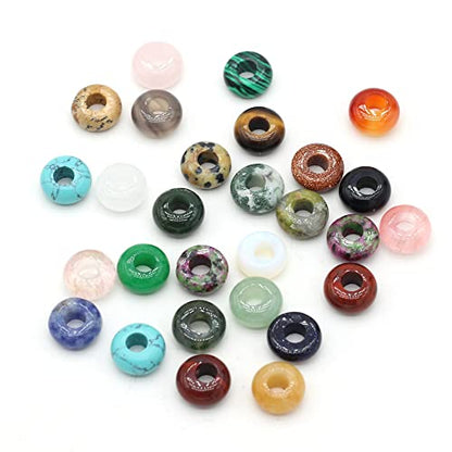 50pcs Natural Semi-Precious Stone Large Hole Loose Beads Abacus Shape Fashionable Opal Amethyst Unakite Rose Quartz Charm Beads for Making Necklace Bracelet - color: 5x10mm