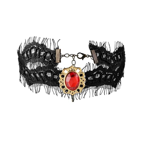 MILAKOO Lace Tattoo Choker for Women Elegant Goth & Elegant Necklace Collarbone Pearl Pendant Collar - color: Black C