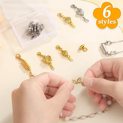 Paxcoo 12Pcs Magnetic Necklace Clasps and Closures, Locking Magnetic Jewelry Clasps, Magnetic Necklace Extender, Necklace Clasp Helper for Necklaces, Bracelets and Jewelry - size: 0.7 - 1.8 inches (Assorted Sizes)