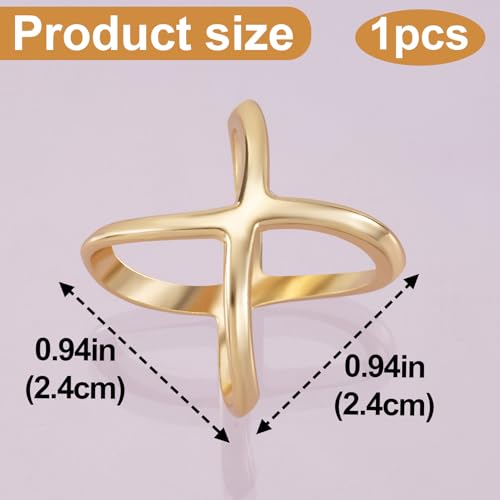 Joez Wonderful Scarf Ring Clip, Wide Band Chunky Chain Silk Scarf Buckle, Shawl Clips Scarf Clasp Holder Scarves Pin - color: (X-shaped) Gold
