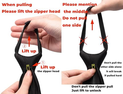 Branduce 3.15"（8cm） Mens Solid Satin Tie Pre-tied Adjustable Zipper Necktie for Business and Wedding - color: Black