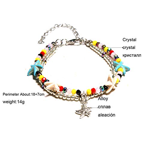 Softones Blue Starfish Turtle Anklet Multilayer Charm Beads Sea Handmade Boho Anklet Foot Jewelry for Women - style: I:Star3