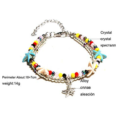 Softones Blue Starfish Turtle Anklet Multilayer Charm Beads Sea Handmade Boho Anklet Foot Jewelry for Women - style: I:Star3