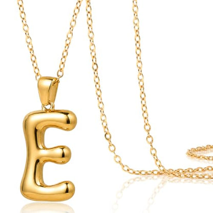 DoDoBeads Stainless Steel Initial Necklace, Waterproof 18K Gold Plated Necklace, Non-Tarnish Chunky Monogram Jewelry Gifts for Women, Mothers Day Gift - style: E