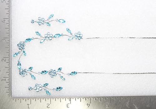 Faship Gorgeous Rhinestone Crystal Floral Necklace Earrings Set - color: Aqua