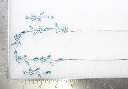 Faship Gorgeous Rhinestone Crystal Floral Necklace Earrings Set - color: Aqua