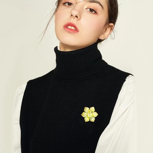 Crystal Flower Brooch Pin for Women Dress Suit Bag Hat Broochs Pins Christmas Brooch Pin Wedding Party Birthday Dance Jewelry Accessories - color: Yellow Flower Brooch Pin