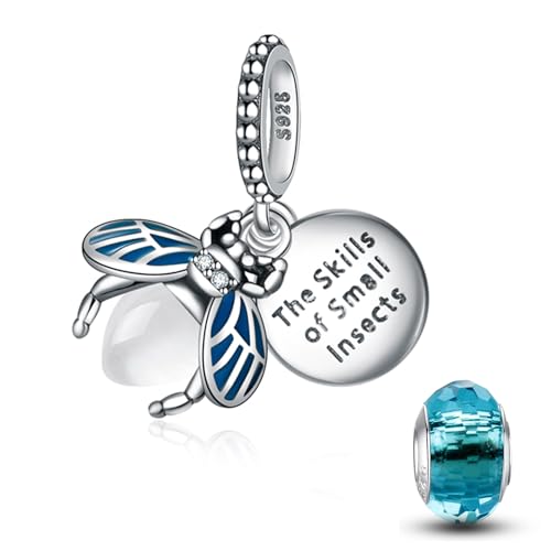 HappyStar 925 Sterling Silver Animal Dogs Charms Pendants fit Pandora Bracelets Necklaces Flowers Sports Travel Charms for Bracelets Women Jrwelry Gifts(with one Spacer Bead Charms) - style: Firefly charm Styel 4