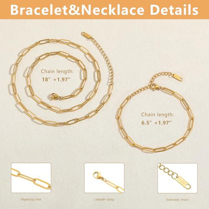 Swyabi 20 PCS Paperclip Necklace Bracelet Chains Bulk for Jewelry Making | 18K Stainless Steel, Gold Plated, with Extender, No Fade, No Rust, Adjustable, for Men Women DIY - color: 4x12mm Gold