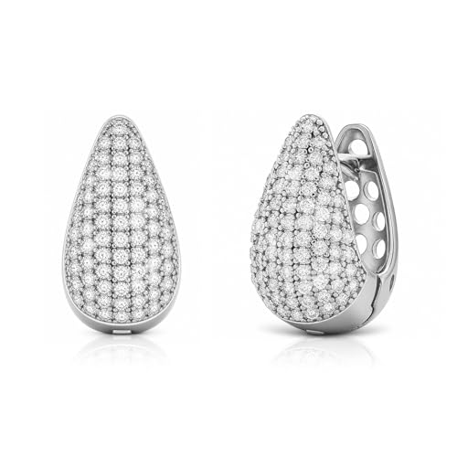 CZ Huggie Hoop Earrings for Women | Sparkly Cubic Zirconia, Small Hoop, Lightweight, Everyday Fashion Jewelry - color: Teardrop Pave CZ - Silver